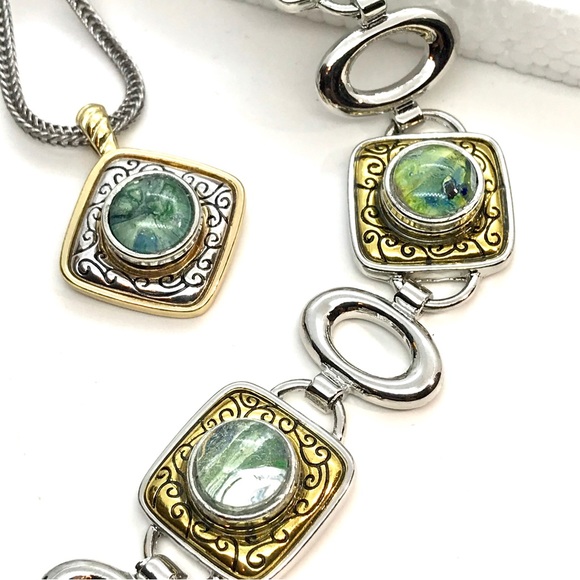 Set Necklace snap 12mm and bracelet with 4x12mm Handmade snaps gold &silver - Picture 6 of 8